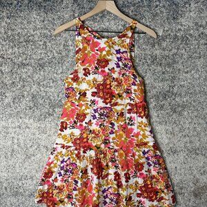 Natural Life Dress Womens XS Multicolor Floral Halter Tiered Boho Mini Rayon